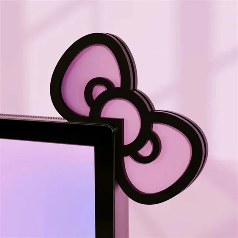 Desk Setup For Office - Kawaii rosa acrílico arco monitor decoração