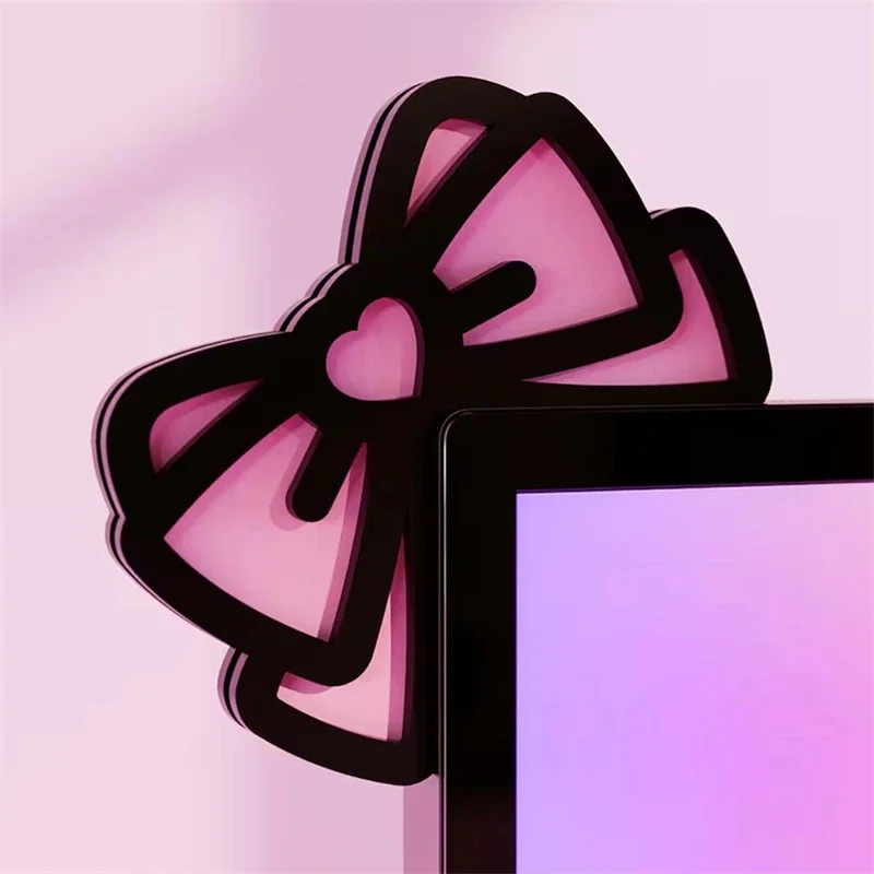 Kawaii rosa acrílico arco moni - Desk Setup For Office avaliação e preço